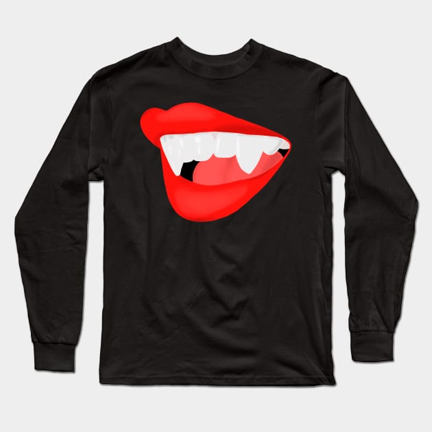 Vampire Lips Thirsty for a Neck Long Sleeve T-Shirt by DiegoCarvalho